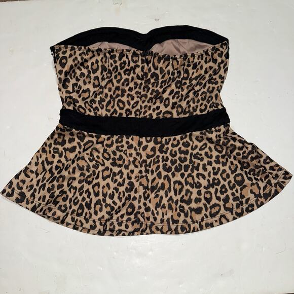 Vintage Y2K Leopard Print Studded Bustier Strapless Tube Top Retro Boho Goth MED - Picture 9 of 11